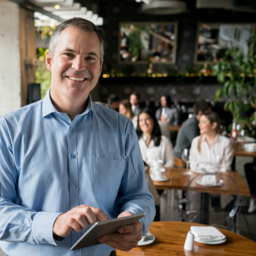 Business person using tablet